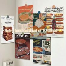 10 Retro Food Wall Stickers, Bedroom Corner Atmosphere, Beautiful Decoration, Poster, Card, Photo Props
