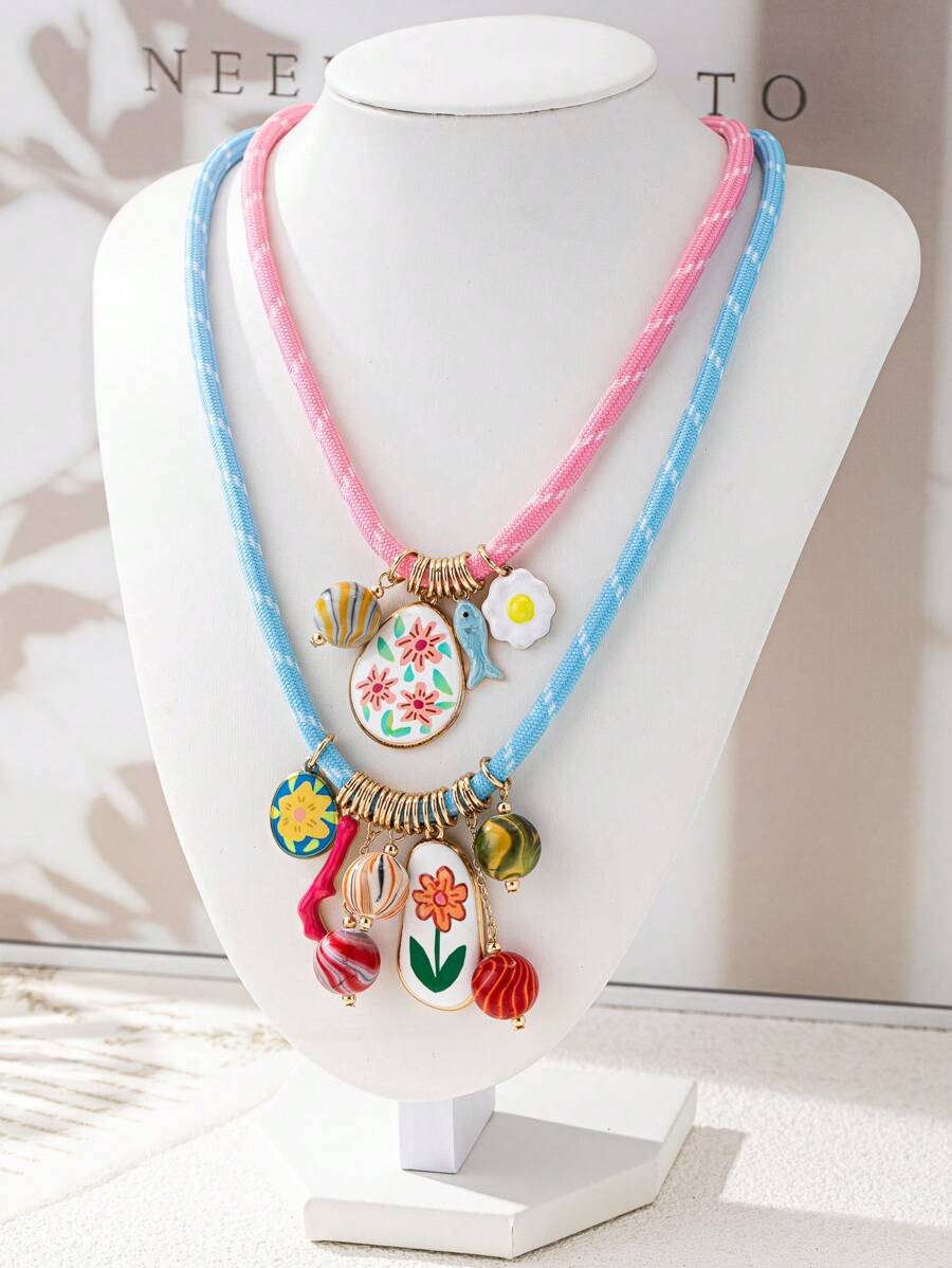 1 set de joyas de collar elegante y versátil de estilo de señora con colores de caramelo para mujeres