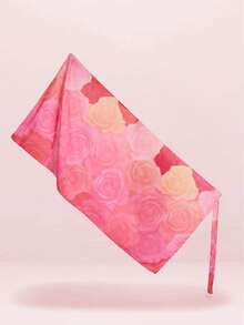 MADE IN TURKEY Patterned Knot Side Beach Cover Up – 75x140 Cm – Lightweight Printed Swim Sarong Wrap - Pink - View 5