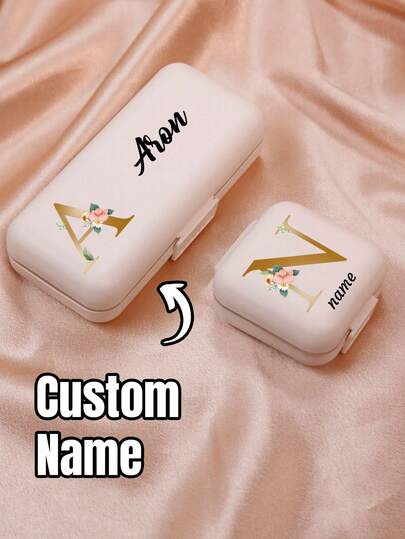 LICVIC Custom Name Pill Box,Personalized Travel Pill Box,Customized Initials Pill Pockets,Customizable Pill Box For Purse,Pill Box Organizer,Cute Pill Box,Birthday Gifts,Father's Day Gifts,Mini Portable,Waterproof And Moisture-Proof,Travel,Camping,Outdoor,For Friends,Daughters,Mothers,Fathers,Students,Grandparents