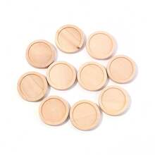 10pcs/Pack Vintage Wooden Round Cabochon Tray, 12/20/25/30mm Jewelry Making Base, Desktop Decor, DIY Craft Supplies - Wooden Base - View 10