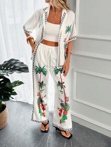 Ensemble de chemise et pantalon imprimé, style de loisirs, de plage et de vacances pour femmes Unadoll - Blanc - Voir 7