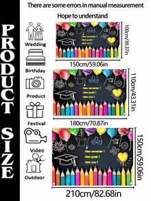 1pc Custom Text & Colorful Pencil Background, Suitable For Back To School, Graduation Party, School Event Decor, Back To School Party Decoration Banner, Durable Vinyl Material, No Electricity Required For Hanging, Available In 3 Sizes - Multicolor - View 4