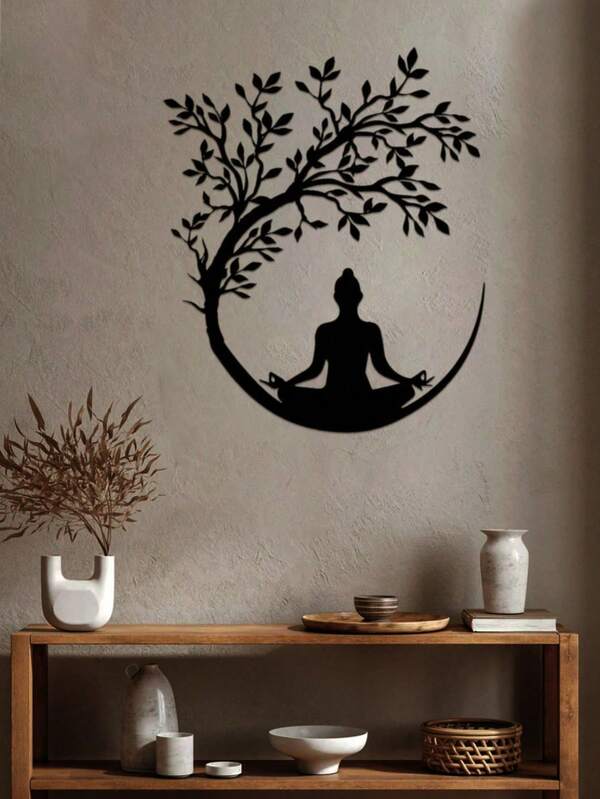 1 pieza Árbol de la vida y decoración de pared de metal de Buda, gran arte de pared de Buda para la sala de estar, arte de pared del árbol de la vida, decoración extra grande de Buda para la sala de yoga, disponible en 2 tamaños