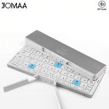 JOMAA 可折叠蓝牙3.0无线键盘带磁性支架可充电60键铝合金迷你键盘便携式无线旅行键盘适用于PC/平板电脑/智能手机 - 彩色 - 查看 10