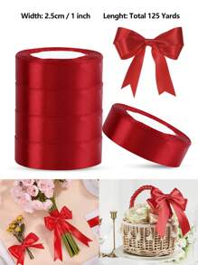 125 Yards/1 Inch Single-Sided 31-Color Solid Color Satin Ribbon Set, 125 Yards/1 Inch Wide Per Roll, Various Ribbons Suitable For Gift Wrapping, Christmas, Weddings, Parties, Flower Decorations