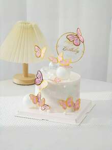 50 قطعة مصنوعة يدوية لتزيين كيك العيد، بطاقة شكل قلب، زخارف فراشات، شريط معدني وغراء، زخارف لولؤية، علامة نجمة عيد ميلاد، قابس قلب لولؤي، ديكور منظر الحلوى، زفاف إبداعي، حفلة عيد ميلاد