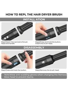 UKLISS Secador de Cabelo 7 em 1 | Escova de Ar Quente, Auto Encaracolamento e Alisamento | Motor Profissional de 110 mil RPM | Estilo Rápido em 30s | 7 Cabeças Intercambiáveis | Conjunto de Presentes do Dia dos Pais + Prime Day | Pronto para Viagem no Verão (Preto)