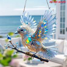 2d Flat, Hummingbird Sun Catcher - Acrylic Stained Glass Effect Hanging Decor With , Indoor_outdoor Holiday & Home Decor, No Electricity Needed, Outdoor Decoration, Intricate Feather Details, Bedroom, Living Room, Outdoor Decor, Indoor Outdoor Decor