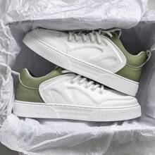 Men's Casual Canvas Sneakers, Breathable Anti-Odor Low-Top Lace-Up Skate Shoes, Fashion Color-Blocking Minimalist Style, Suitable For Campus, Student, Everyday, Outdoor, Travel, Comfortable & Stylish