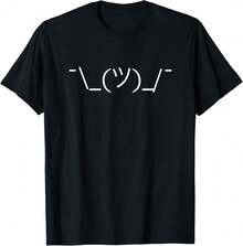 Shrug Face Funny Tech Humor Cute Nerd T Shirt Mcma Cotton T-Shirt - Black - View 1