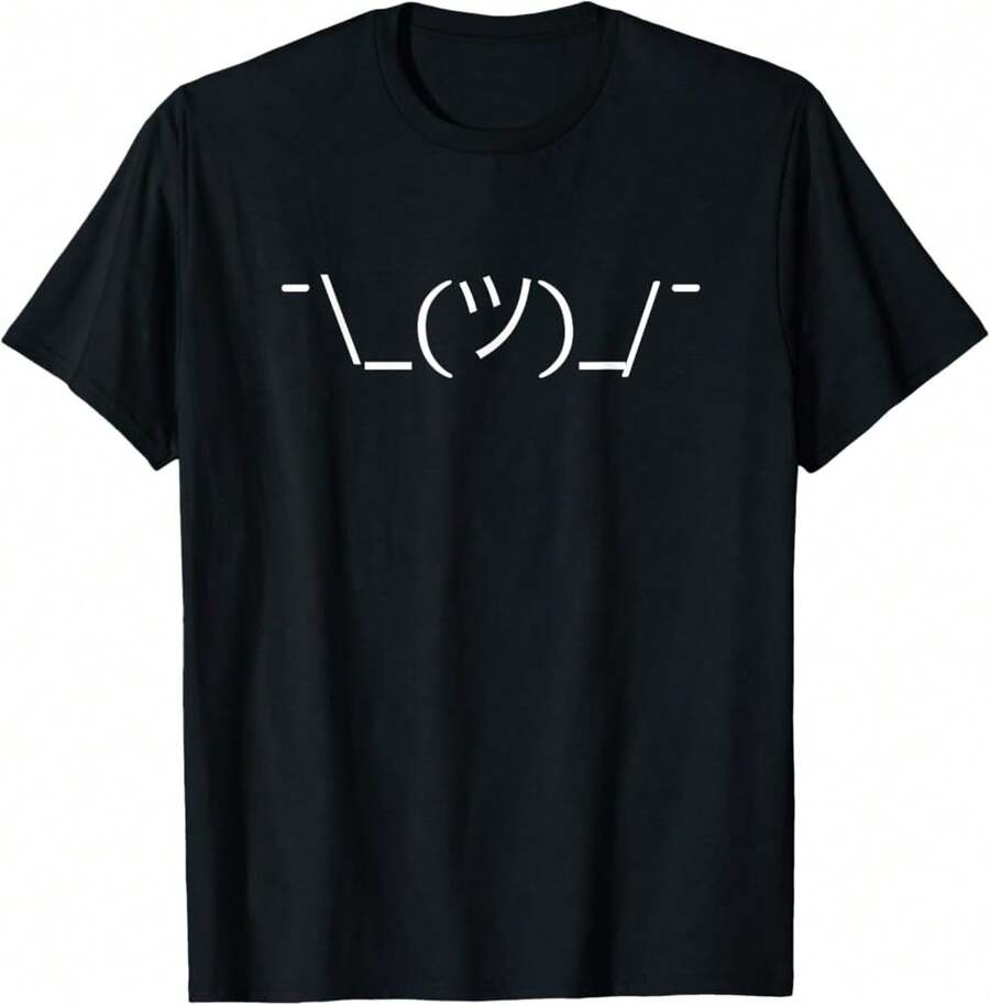 Shrug Face Funny Tech Humor Cute Nerd T Shirt Mcma Cotton T-Shirt - Black - View 1