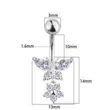 1 pièce Anneau de nombril en acier inoxydable 316 avec strass, bijou de piercing de bouton de ventre personnalisé