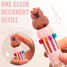 2pcs/Set Random Colors Cute Capybara Animal Ten-Color Ballpoint Pen Handbook Pen Marker Pen School Supplies Office Stationery School Supplies, Back To School