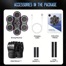 2025 Adult Music Boxing Machine, Wall-Mounted Smart Bluetooth Boxing Machine With Boxing Gloves, Home Music Boxing Target Exercise Boxing Equipment (Upgraded Version) - Black - View 9