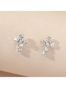 Sparkling Crystal Cross Stud Earrings – Elegant And Petite Earrings Featuring Classic Cross Design Adorned With Dazzling Cubic Zirconia Stones In A Shiny Silver Tone Finish – Lightweight And Comfortable For Everyday Wear – Adds A Subtle Touch Of Faith And Sparkle To Any Outfit – Perfect For Daily Wear, Church Services, Religious Celebrations, Baptisms, And Confirmations – A Meaningful Gift For Christians – Secure Post Backs For Worry-Free Wear – A Timeless And Cherished Piece With Spiritual Elegance And Radiant Shine