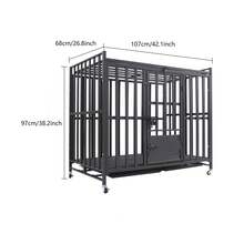 Heavy Duty Dog Crate, Free Standing Large Dog Cage, Dog Cage With Wheels, For Homes, Apartments,Pet Hospitals, Pet Stores - 黑色 - 查看 2
