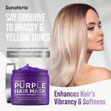 Sunatoria New Keratin Purple Hair Mask- Blonde Hair Purple Toner - Repair &Amp; Nourishment Treatment For Bleached, Brassy Hair - Blue Hair Mask, No Yellow Tones - Deep Conditioner For Color Treated Locks - White - View 2