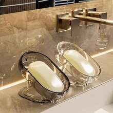 1pc Premium Dual-Layer Bathroom Soap Dish Holder, Wall-Mounted Soap Dish Rack, Stainless Steel Soap Saver Storage, No Drill Required Back To School Bathroom Accessories