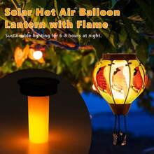 Starsoul Hot Balloon Solar Lantern With Flower Projection Metal Outdoor Waterproof Hot Balloon Solar Lights Hanging Lantern For Garden Yard Patio Decor - Cardinal-c-2pc - View 4