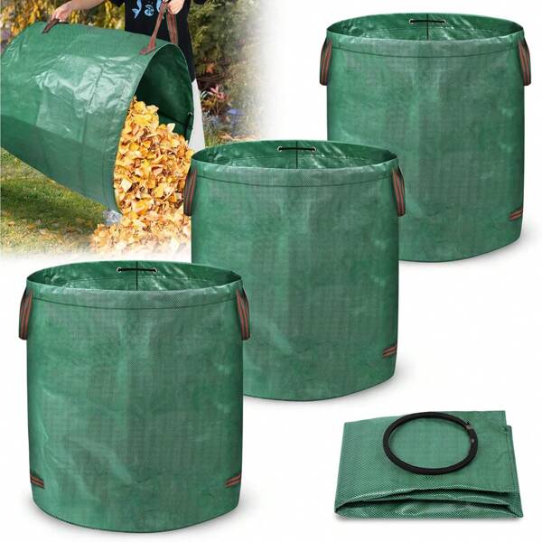 Gartenabfallsäcke, Laubsäcke, 272/500 Liter, mit Tragegriffen, Gartensäcke für Grünschnitt, stabilisiertes, UV-beständiges, kräftiges Polypropylengewebe (PP) 150g/m², faltbar, Säcke für Laub und Garten