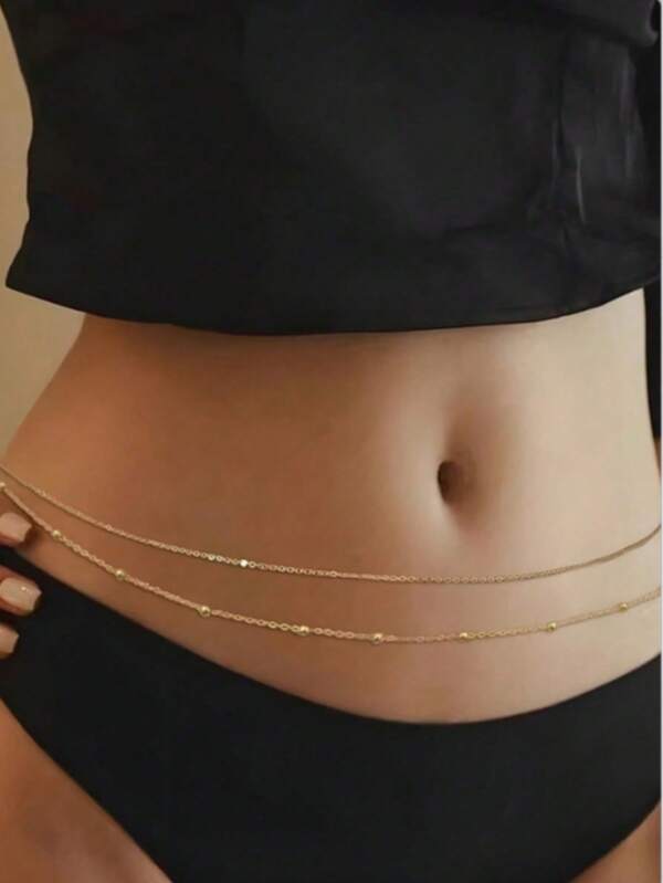 1pc Double-Layer Thin Waist Chain, Suitable For Daily Wear Summer, School