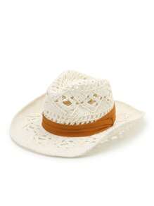 1pc New Fashion Wide Brim Hat, Flat Top Felt Fedora Hat For Women, Autumn/Winter Top Hat