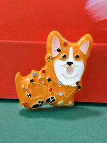 Cartoon Animal Enamel Brooch Pin Inlaid Crystal Lapel Backpack Badge Accessories Jewelry Gift Men Women Pet Lovers