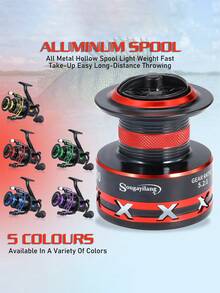 SOUGAYILANG 鱼竿和渔线轮组合套装，配备 5.2:1 齿轮比、高碳鱼竿、铝制线轴、8KG 制动力和 5 种颜色选择，适合淡水钓鱼 - 彩色 - 查看 6