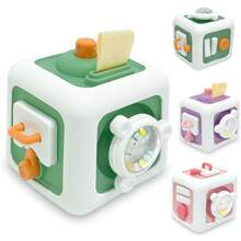 1PC Busy Cube For Kids Sensory Busy Board Travel Toy For Toddlers Educational Leamning Toys Montessori Toys For Babies Sensory FingerTraining Birthday Gift,Accessories Random Color