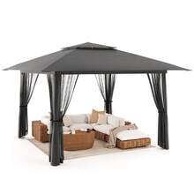 13x13 Pop Up Gazebo Tent With Mosquito Netting, Outoor Canopy Tent With 4 Sandbags, 8 Stakes, 4 Ropes, Roller Bag, Pop Up Canopy Tent For Lawn Backyard Garden Deck,Outdoor Furniture - 灰色 - 查看 2