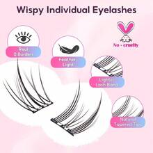 LookSelf Adhesive Lashes Clusters 811mm Reusable No Glue Lashes Natural Manga Glue Free Eyelashes Style D! - Black - View 5