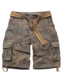 Men'S Camo Multi-Pocket Relaxed Fit Casual Shorts,Outdoor Camouflage Twill Cargo Shorts 11" Inseam(No Belt) - C34 復古迷彩 - 查看 1