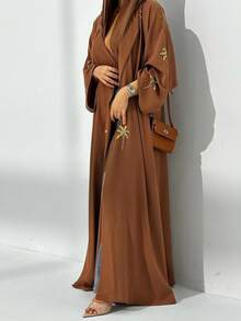 Modest Muslim Middle Eastern Dubai Fashion Abaya Dress With Embroidery & Sequins, Without Headscarf