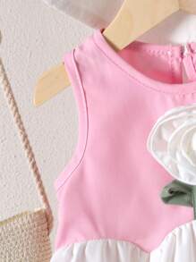 2pcs Toddler Girls Cute Vacation Style Vest Top + Shorts Set, Lightweight For Summer