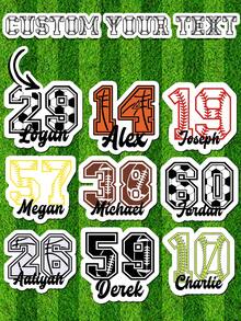 10入客製化運動隊號碼貼紙，可選5/7/10/12cm，多款字體與顏色自訂，運動隊名貼紙，適用壘球、棒球、美式足球、曲棍球、籃球、足球、排球、網球學校用品 - 彩色 - 查看 11