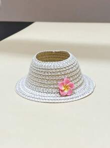 (Hat Only)1pc Doll Hat,Vacation Style/Hawaiian Style Plumeria Straw Hat, Hibiscus Straw Hat, Suitable For Taking To The Beach For Vacation Trips.