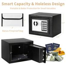 Deli 0.2 Cubic Feet Digital Safe Box – Fireproof & Secure Steel Money Safe For Home With Hidden Cash Storage & Protective Money Bag, Black - Black - View 2