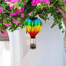 Starsoul Hot Balloon Solar Lantern With Flower Projection Metal Outdoor Waterproof Hot Balloon Solar Lights Hanging Lantern For Garden Yard Patio Decor - B-colorful - View 3