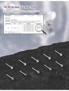 Milacolato Nose Rings Studs For Women Men - Straight Or L Shaped Surgical Stainless Steel Small Nose Studs Pin - Hypoallergenic 20G 22G Tiny Nose Piercing Jewelry 1.5/2/2.5/3 Mm CZ - 彩色 - 查看 7
