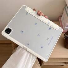 DANYCASE Flower Pattern Protective Case, Compatible With IPad A16 2025, Air 11/13, M2/M3, Pro 11/13, M4 2024, Air 4/5/10th Gen 10.9", Pro 11th Gen 9th Gen 8th Gen 7th Gen 10.2", Pro 12.9th Gen 4th Gen 5th Gen 6th Gen, Transparent Back Cover Y-Fold Protective Case