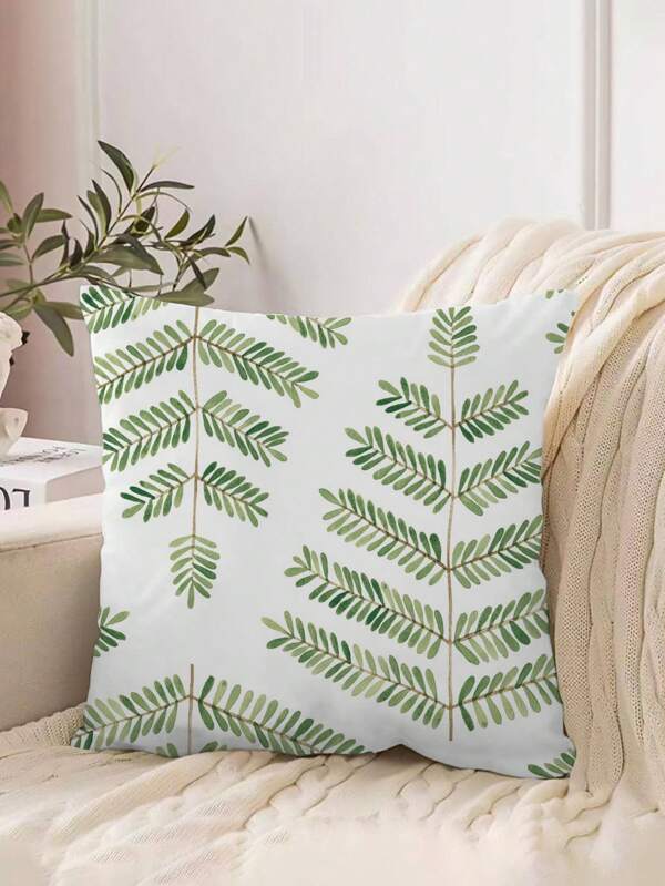 Fronha com estampa de folhas boêmias de 45,7 cm x 45,7 cm, tecido de poliéster com fecho de zíper, adequada para sofá ou sala de estar (sem núcleo interno), capa de almofada com textura floral decorativa