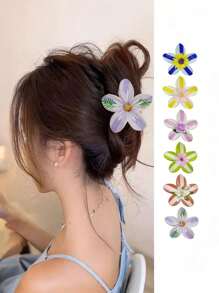1 pièce/6 pièces Pince à cheveux fleurie colorée, pince à nœud convenant pour la vie quotidienne des femmes, le maquillage, les loisirs, les fêtes, assortir les tenues, les trajets, les accessoires de plage, les vacances, la photographie - Accessoire de coiffure. Choix de cadeau parfait pour l'anniversaire, la remise des diplômes, la saison des mariages, l'anniversaire et toutes les fêtes