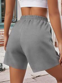 Typography Dramatic I AM NOT ANTI SOCIAL Overseas Printing Women's Casual Shorts Comfort Fit - Grey - View 2