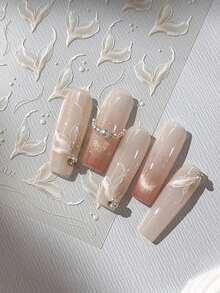 1 件浮雕鱼尾指甲贴纸卡通纯色简约装饰贴纸适合女性 DIY 艺术魅力设计