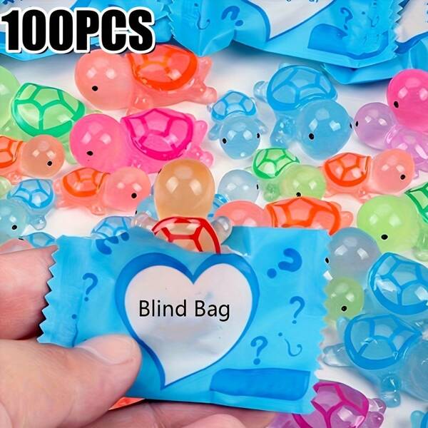 100pcs Glow-In-The-Dark 3D Turtle Blind Bags - Colorful Translucent DIY Crafts & Party Favors, Fun Animal-Themed Gifts For Adults,Translucent Plastic Decorations For DIY Crafts, Party Favors, Beach-Themed Events