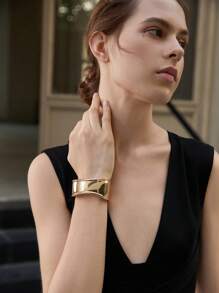 1 buc brățară metalică deschisă, la modă, asimetrică, cu formă, ușoară și unică, cadouri de Crăciun pentru iarnă