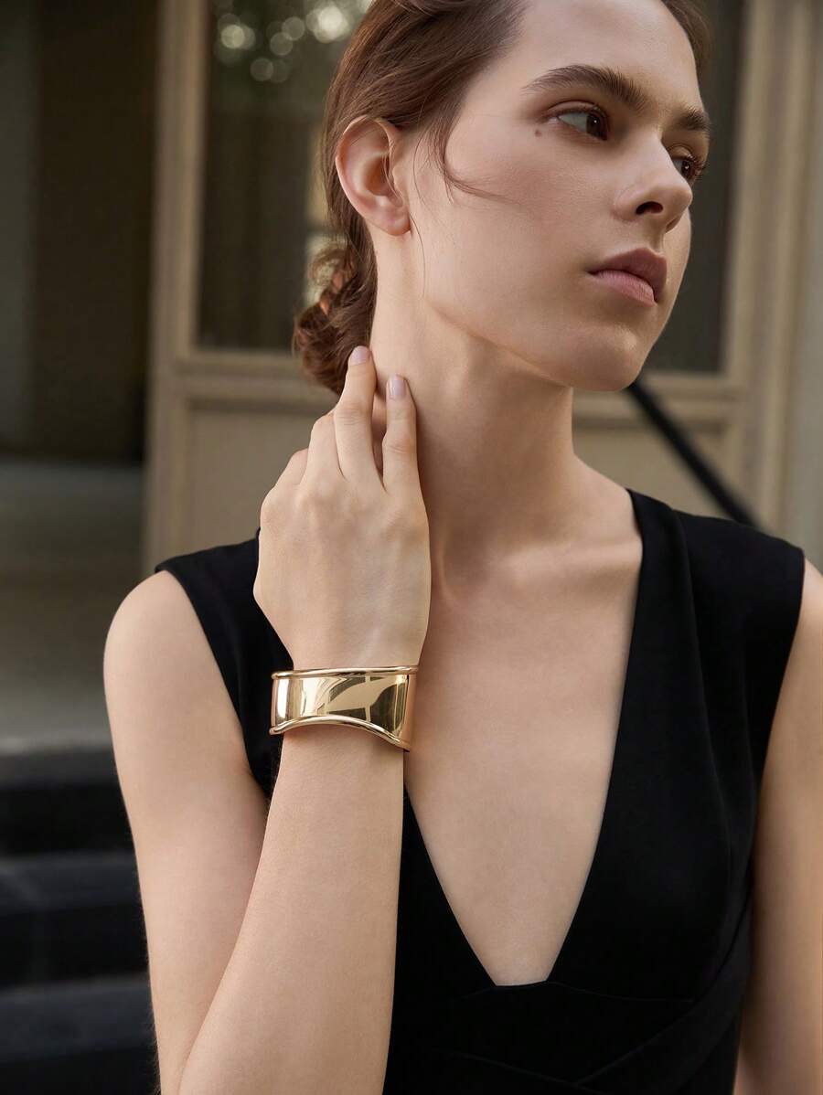 1 buc brățară metalică deschisă, la modă, asimetrică, cu formă, ușoară și unică, cadouri de Crăciun pentru iarnă