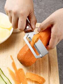 1pc Stainless Steel Vegetable Peeler - Multifunctional Fruit And Potato Shredder, For Dining And Relaxation, Manual Non-Electric Kitchen Tool, For Restaurants - Brown - View 9