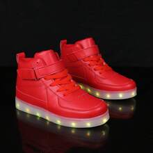 Kids LED Light Up Shoes USB Charging Flashing Light Up High-Top Sneakers For Boys And Girls (Toddler/Little Kid/Big Kid) - 紅色 - 查看 3